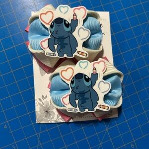 Blue and Pink Kids Hair Bow Clips